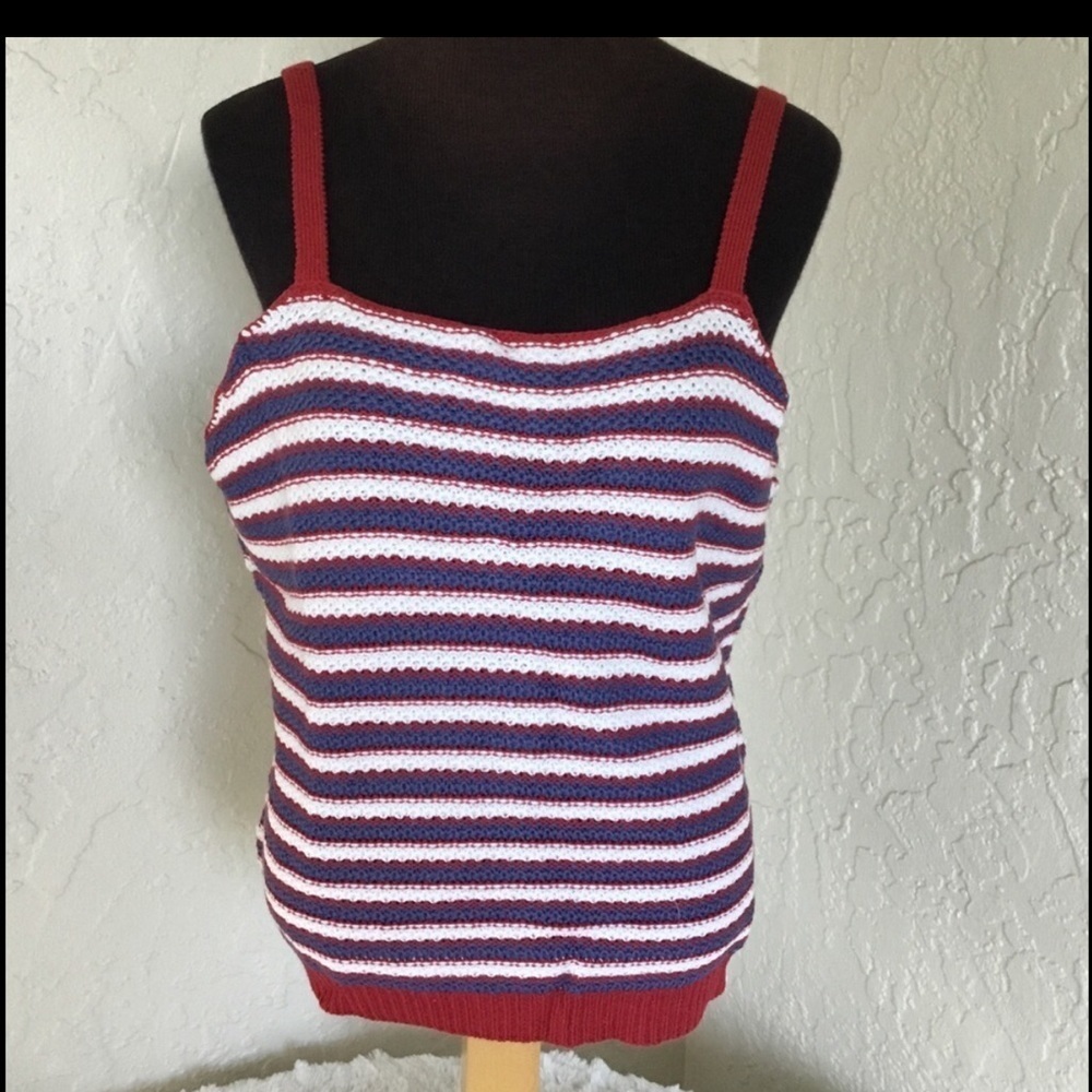 It’s Our Time sweater Tank top woman’s XXL red white & blue striped